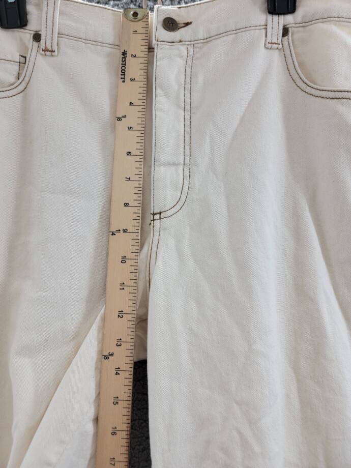 Karen Kane Cropped Wide Leg Jeans Women's 16 Natural 5 Pockets Zip/Button