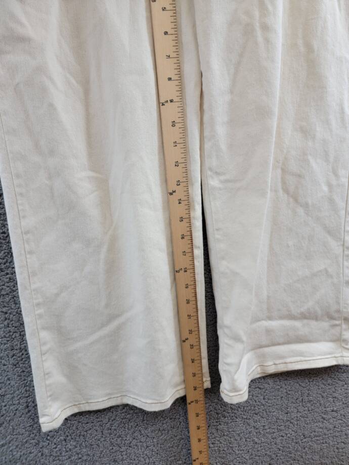 Karen Kane Cropped Wide Leg Jeans Women's 16 Natural 5 Pockets Zip/Button