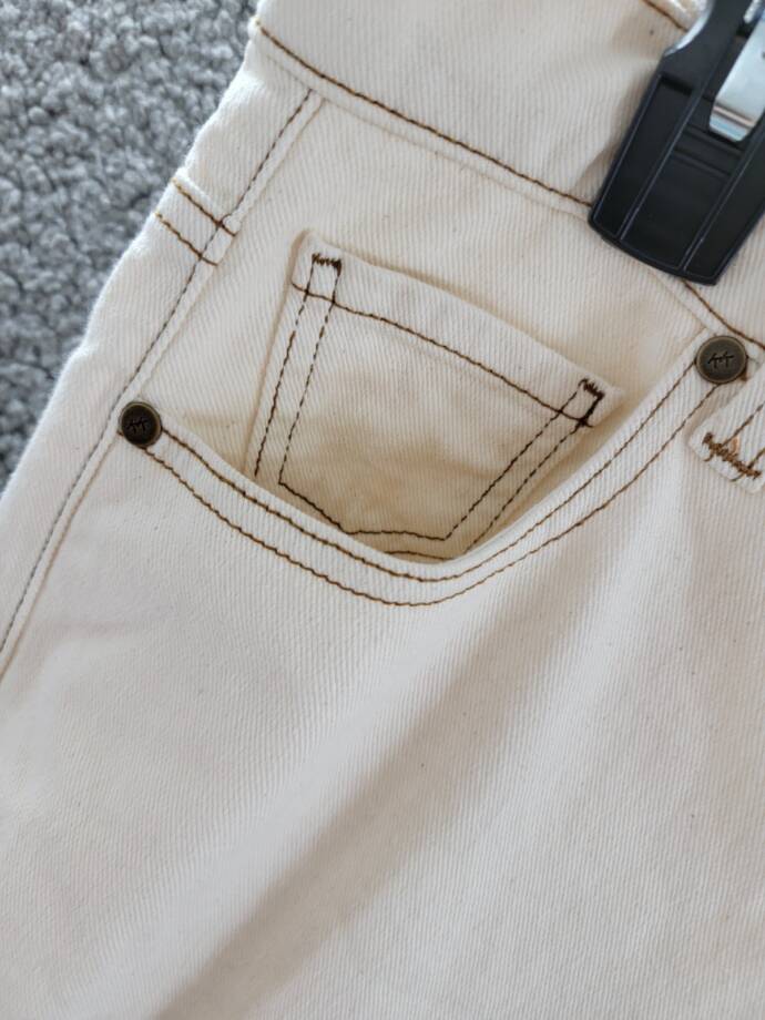 Karen Kane Cropped Wide Leg Jeans Women's 16 Natural 5 Pockets Zip/Button