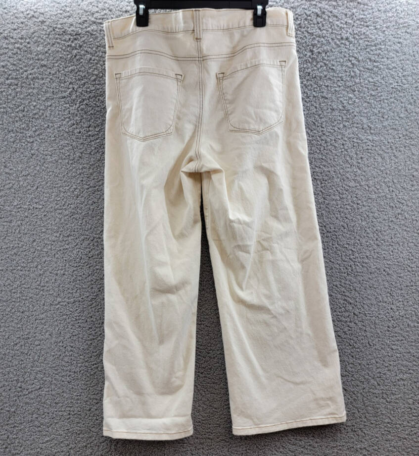 Karen Kane Cropped Wide Leg Jeans Women's 16 Natural 5 Pockets Zip/Button