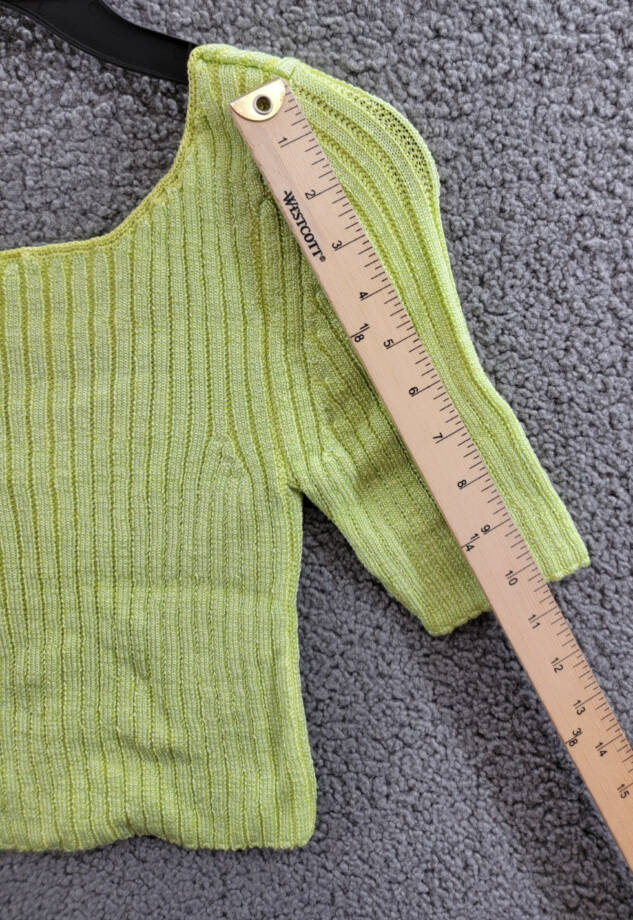 Free People Textured Short Sleeves Crop Sweater Top Women's S Sunny Lime Solid