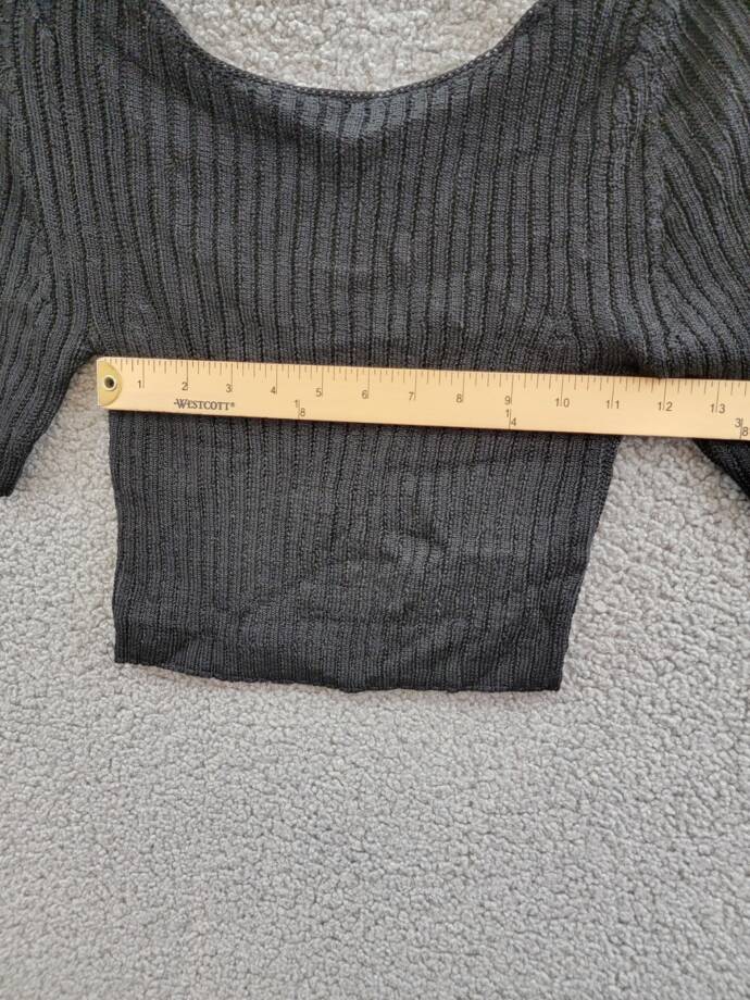 Free People Textured Short Sleeves Crop Sweater Top Women's XS Black Pullover