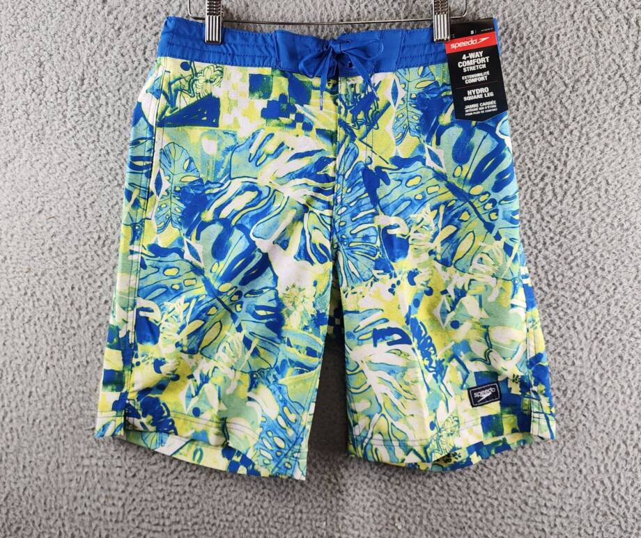 Speedo Printed Bondi Basin 9" Boardshorts Men's S Harlequin Green Elastic waist