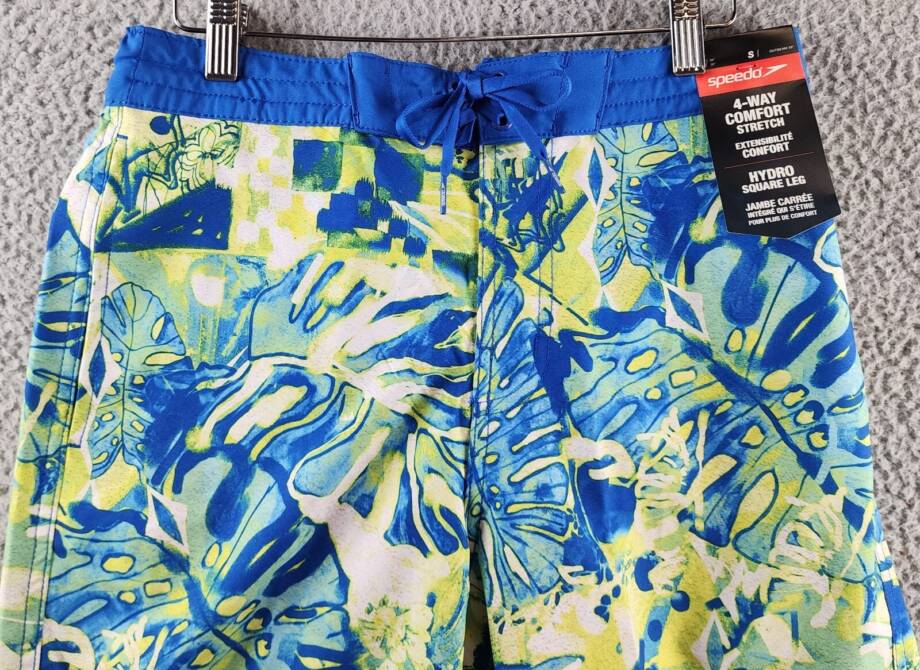 Speedo Printed Bondi Basin 9" Boardshorts Men's S Harlequin Green Elastic waist