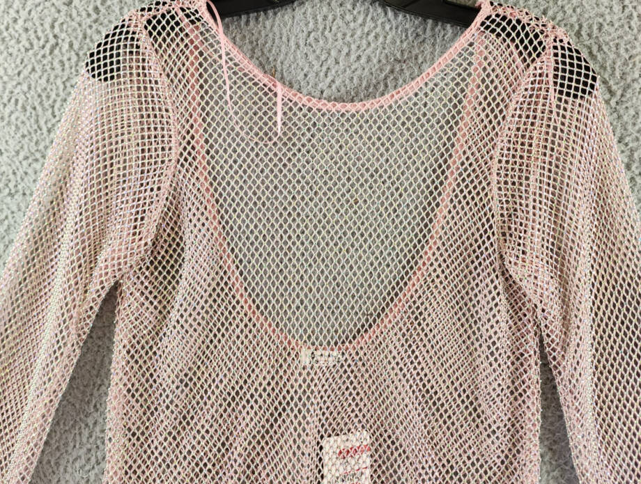 Free People Low Back Filter Finish Long Sleeve Top Women's S Rose Sheer Pullover