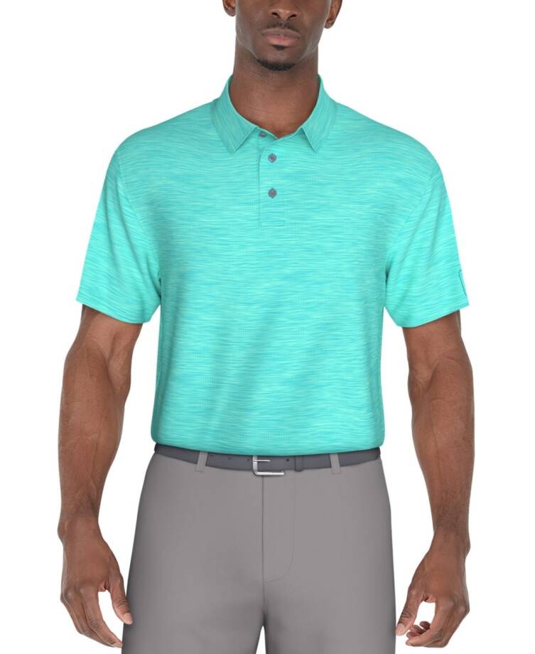 Pga Tour Jasper Airflux Performance Polo Shirt Men's L Med Blue Curacao Htr