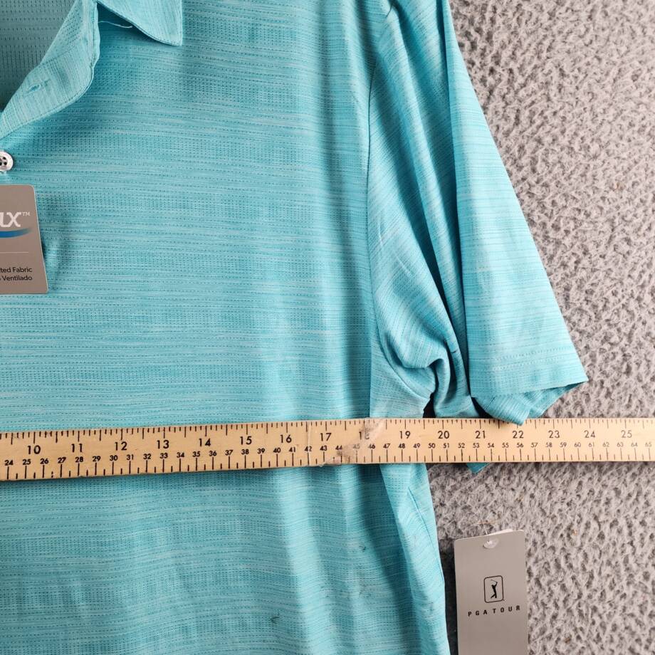 Pga Tour Jasper Airflux Performance Polo Shirt Men's L Med Blue Curacao Htr