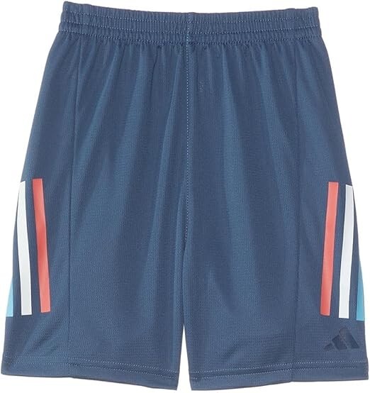 adidas AEROREADY Elastic-Waist Graphic 3-Stripe Shorts Big Boys M (10/12) Navy