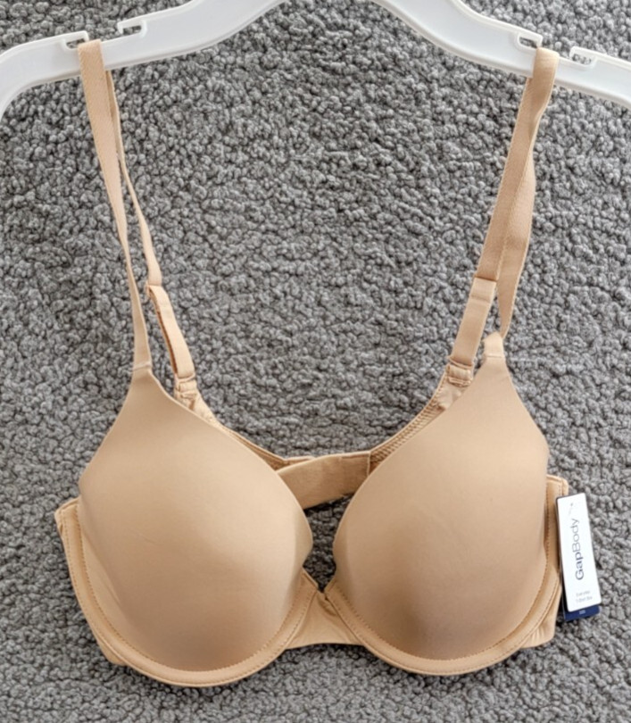 GAP GapBody Everyday Essentials T-Shirt Bra Women's 32D Beige Back Hook Closure