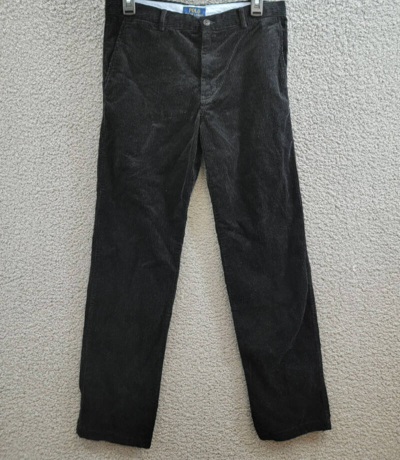 Polo Ralph Lauren Straight Fit Corduroy Pants Big Boys 20 Black Button Zipped