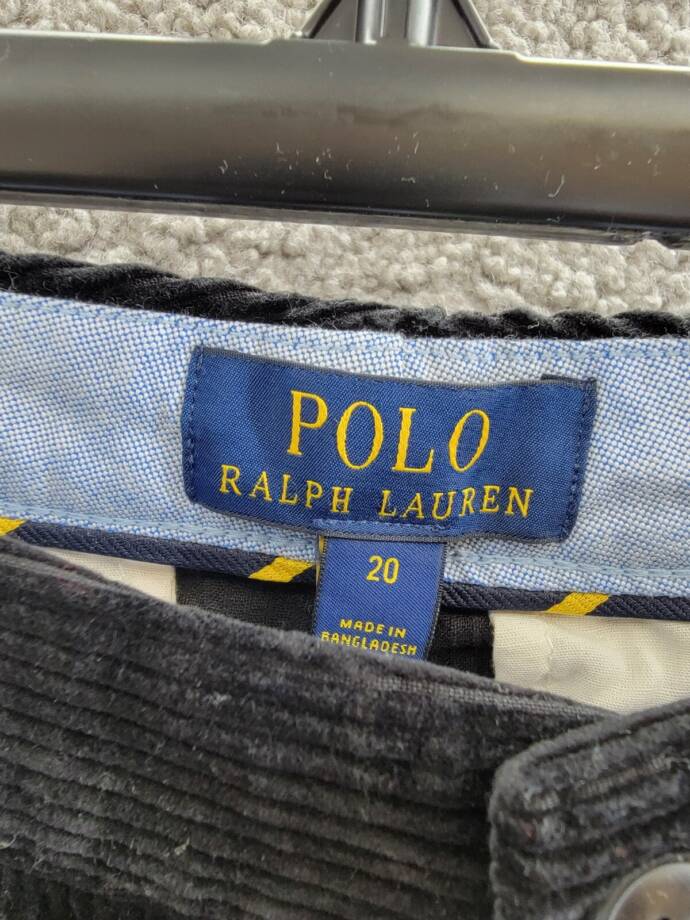 Polo Ralph Lauren Straight Fit Corduroy Pants Big Boys 20 Black Button Zipped