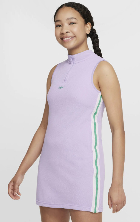 Nike Sportswear Mock-Neck Sleeveless Dress Big Girls M Light Purple Quarter Zip