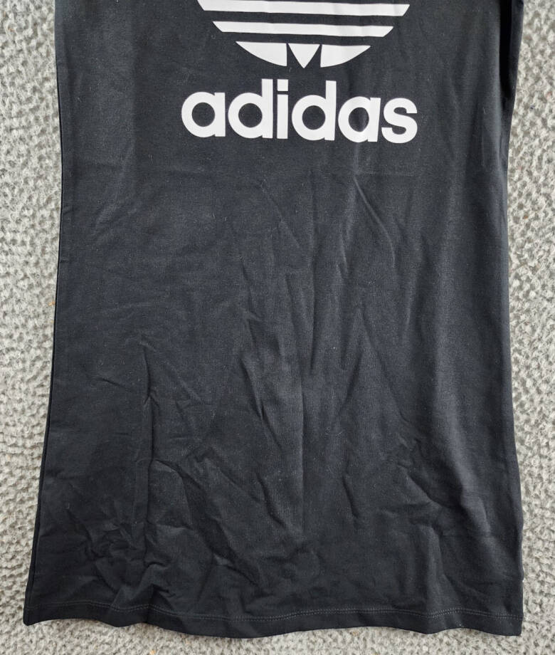adidas Logo Front Skater Dress Girls S 9-10Y Black/White Crewneck Short Sleeves