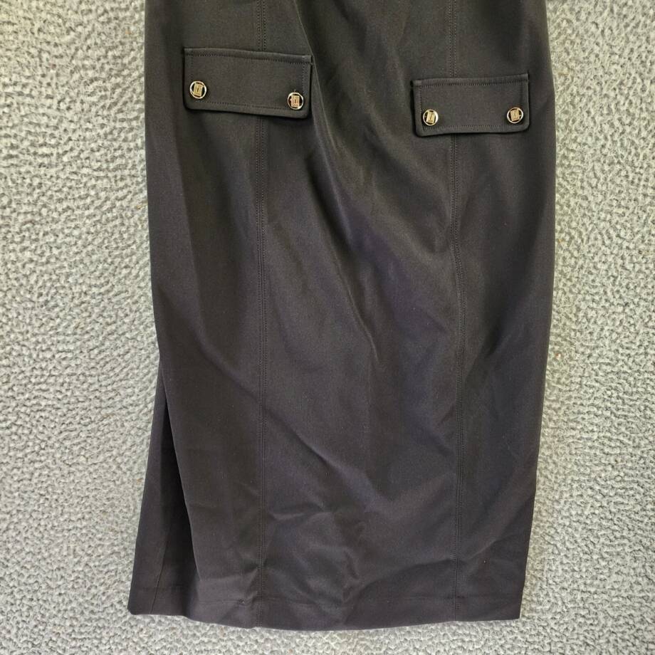 KARL LAGERFELD PARIS Square Neck Crepe Dress Women's 10 Black Back Zip Closure