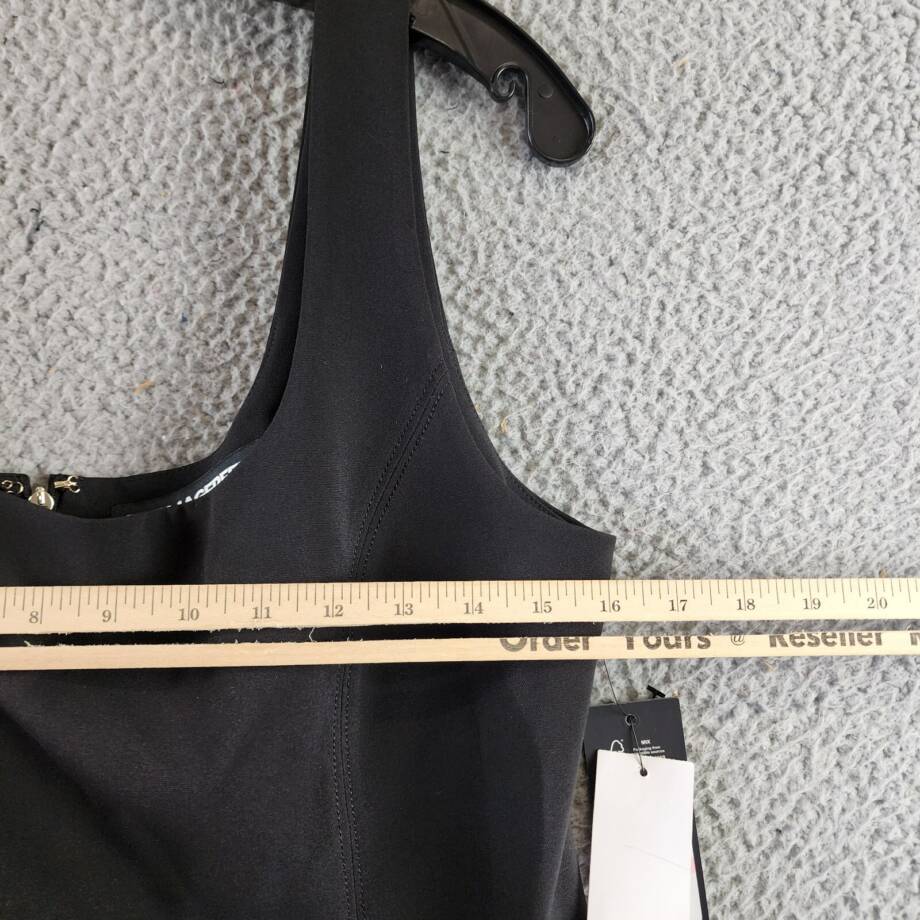 KARL LAGERFELD PARIS Square Neck Crepe Dress Women's 10 Black Back Zip Closure