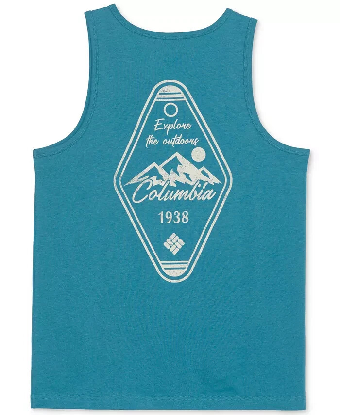 Columbia Explore the Outdoors Graphic Tank Top Mens S/P Blue Crewneck Sleeveless