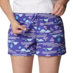 COLUMBIA Sandy River II Printed Mid-rise Shorts Women's S Purple Lotus Pull On~