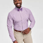 Tayion Collection Slim-Fit Plaid Dress Shirt Men's 32/33 (15-15.5) Purple Multi