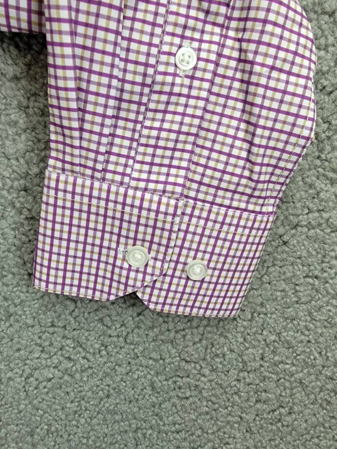 Tayion Collection Slim-Fit Plaid Dress Shirt Men's 32/33 (15-15.5) Purple Multi