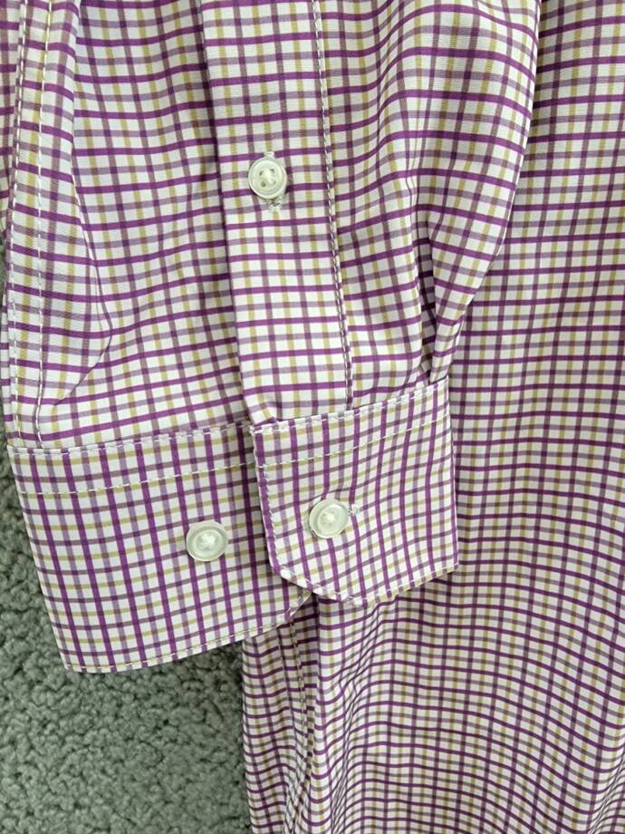 Tayion Collection Slim-Fit Plaid Dress Shirt Men's 32/33 (15-15.5) Purple Multi