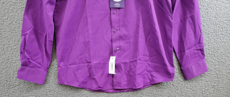 Tayion Collection Slim-Fit Gold Trim Dress Shirt Men's L 16-16.5 32-33 Purple