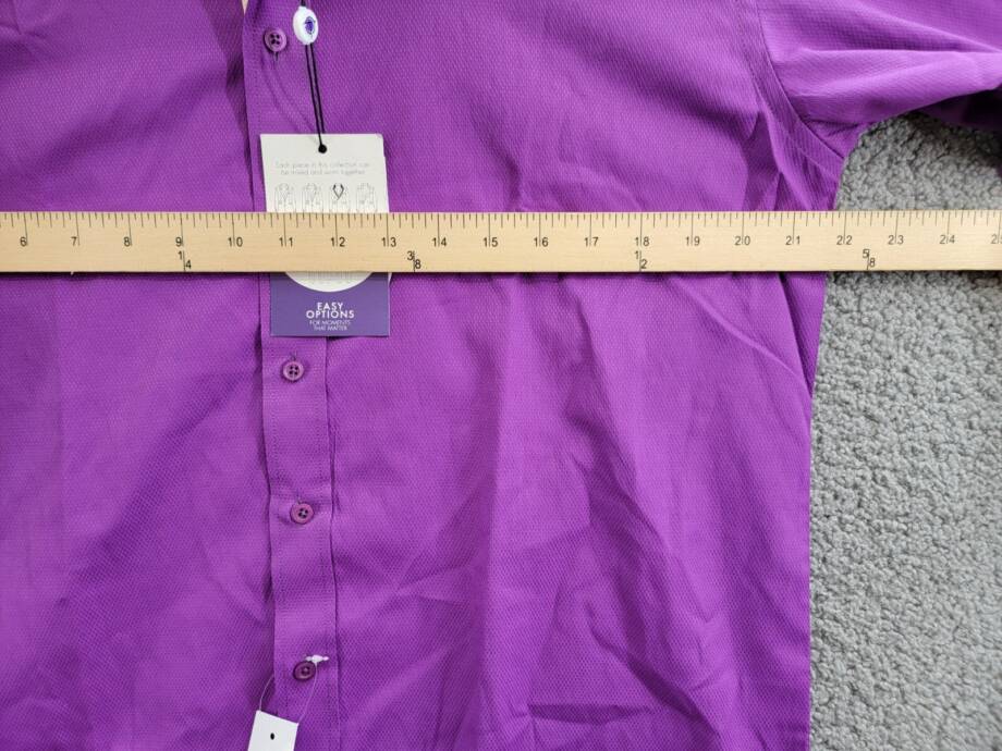 Tayion Collection Slim-Fit Gold Trim Dress Shirt Men's L 16-16.5 32-33 Purple