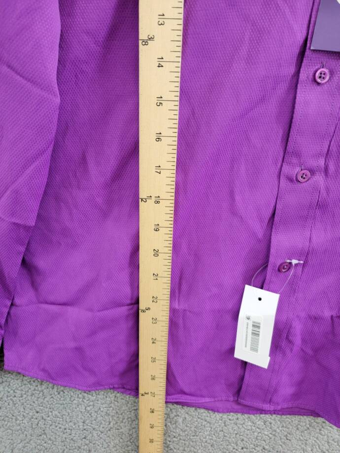 Tayion Collection Slim-Fit Gold Trim Dress Shirt Men's L 16-16.5 32-33 Purple