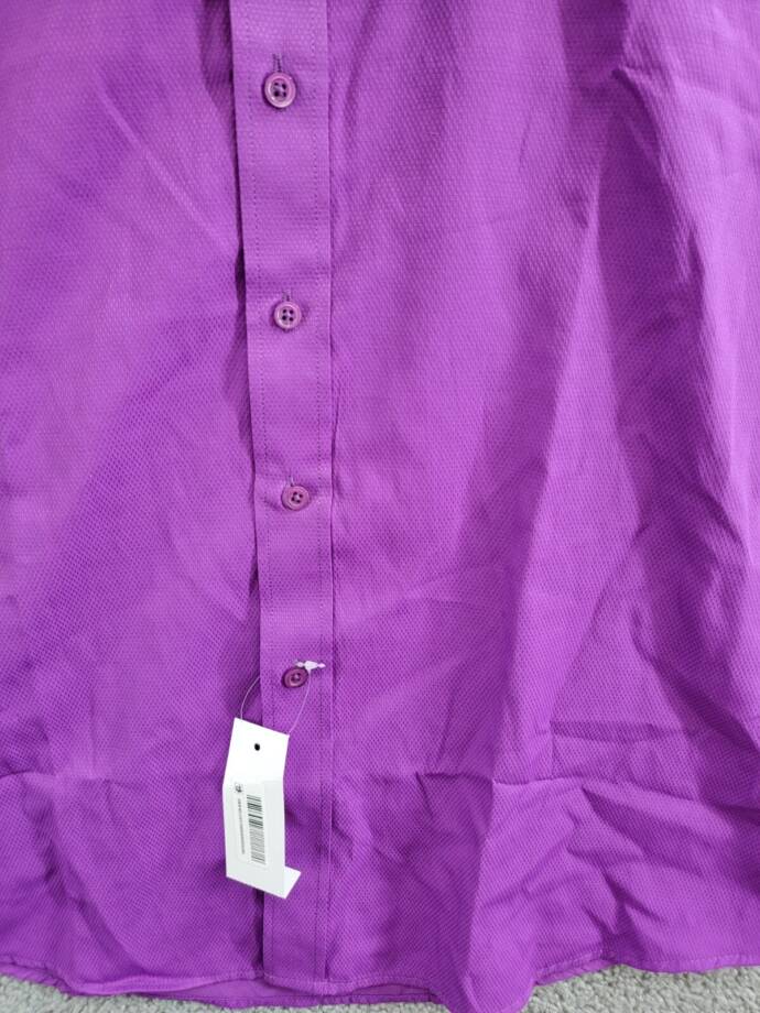 Tayion Collection Slim-Fit Gold Trim Dress Shirt Men's L 16-16.5 32-33 Purple