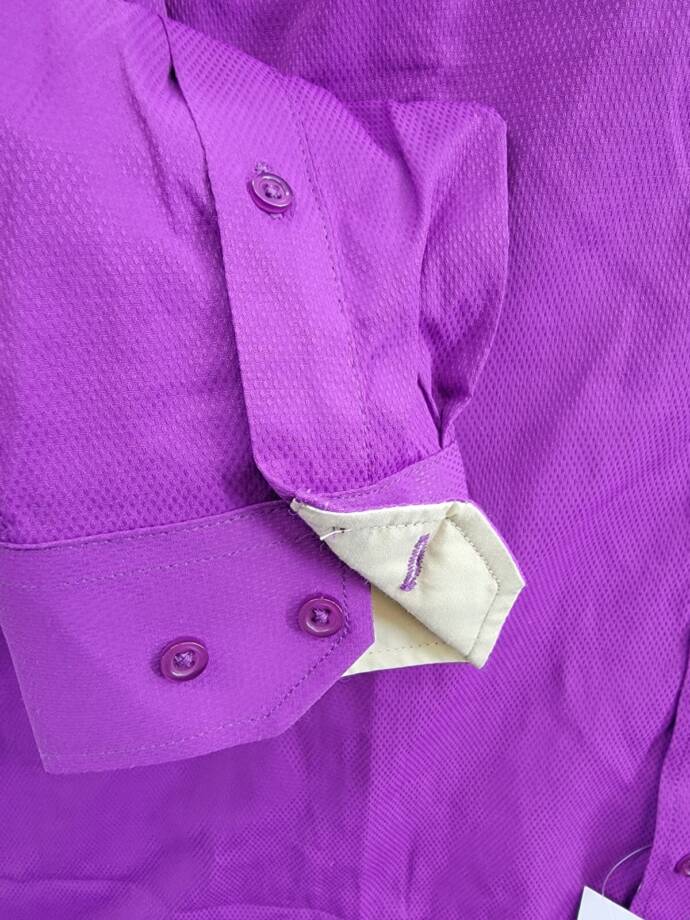 Tayion Collection Slim-Fit Gold Trim Dress Shirt Men's L 16-16.5 32-33 Purple