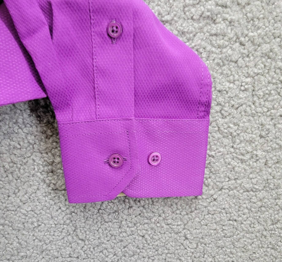 Tayion Collection Slim-Fit Gold Trim Dress Shirt Men's L 16-16.5 32-33 Purple
