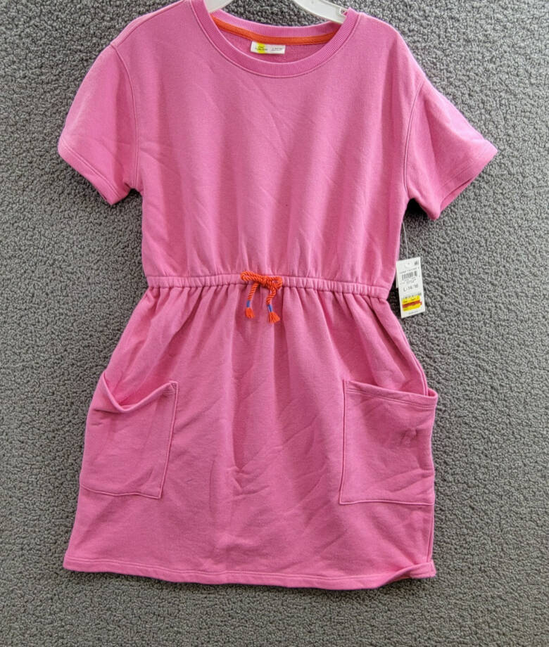 Epic Threads French Terry Dress Girls L 14-16 Pop Pink Drawstring Waist Pullover
