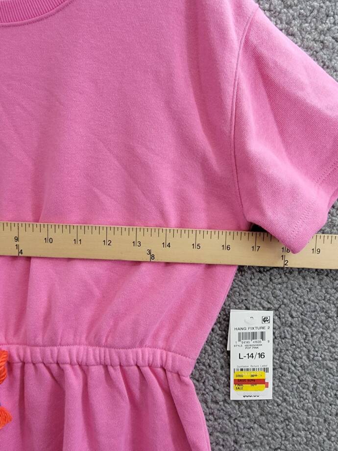 Epic Threads French Terry Dress Girls L 14-16 Pop Pink Drawstring Waist Pullover