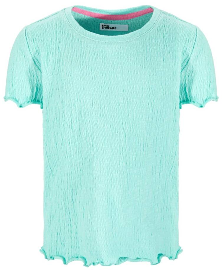 Epic Threads Solid-Color Textured T-Shirt Little Girls 6X Refreshing Teal S/S