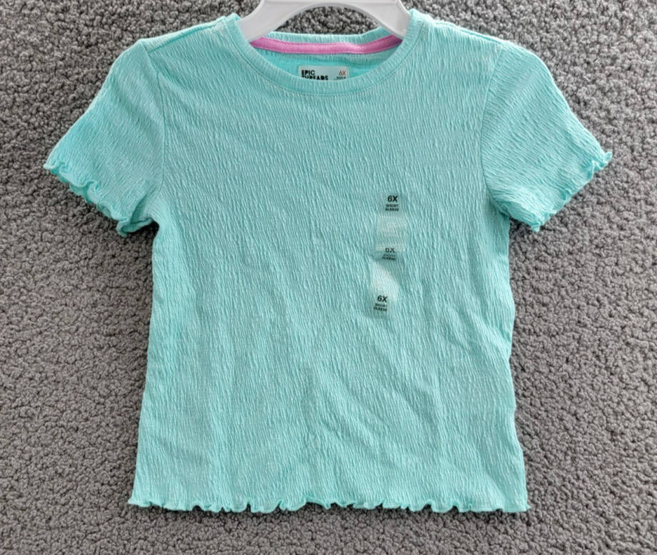 Epic Threads Solid-Color Textured T-Shirt Little Girls 6X Refreshing Teal S/S
