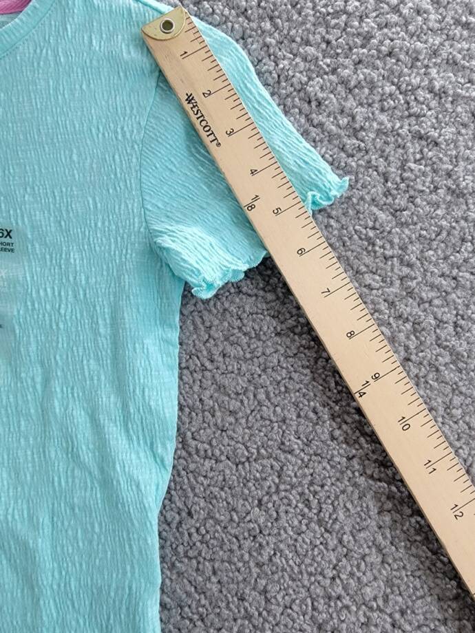 Epic Threads Solid-Color Textured T-Shirt Little Girls 6X Refreshing Teal S/S