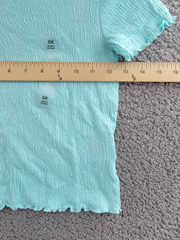 Epic Threads Solid-Color Textured T-Shirt Little Girls 6X Refreshing Teal S/S
