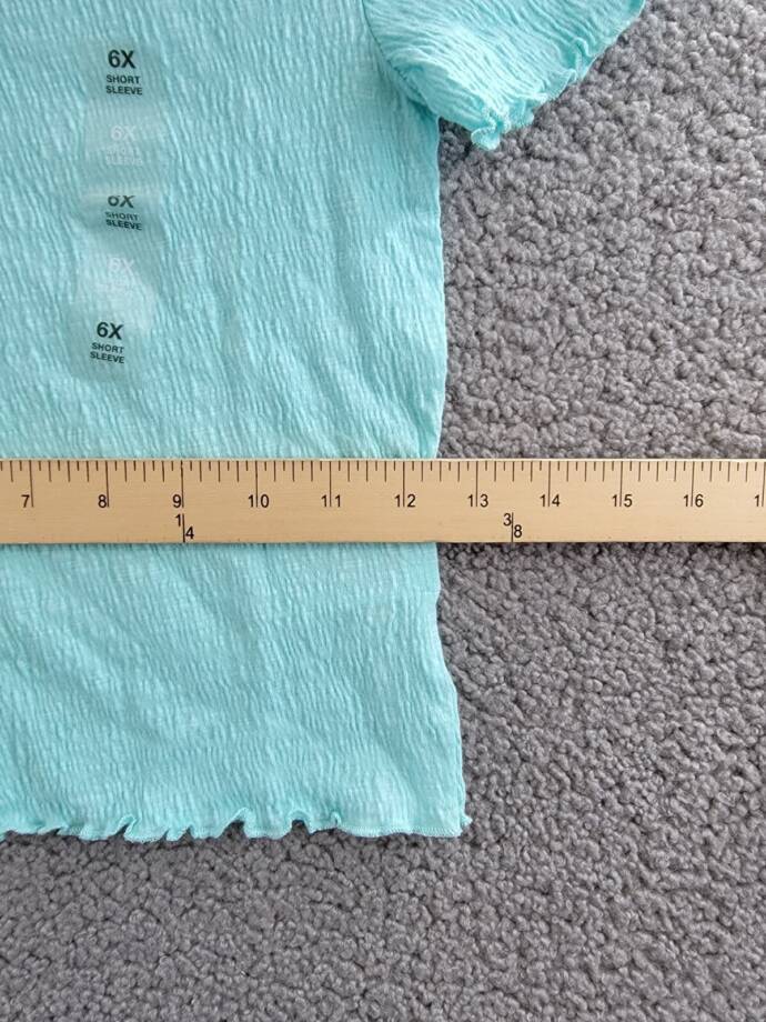 Epic Threads Solid-Color Textured T-Shirt Little Girls 6X Refreshing Teal S/S