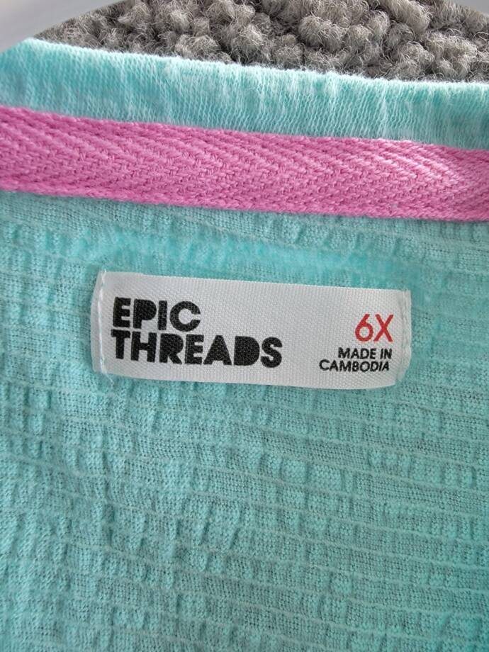 Epic Threads Solid-Color Textured T-Shirt Little Girls 6X Refreshing Teal S/S