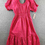 Nanette Lepore Amber Off the Shoulder Midi Dress Women's 10 Monticello Rose S/S