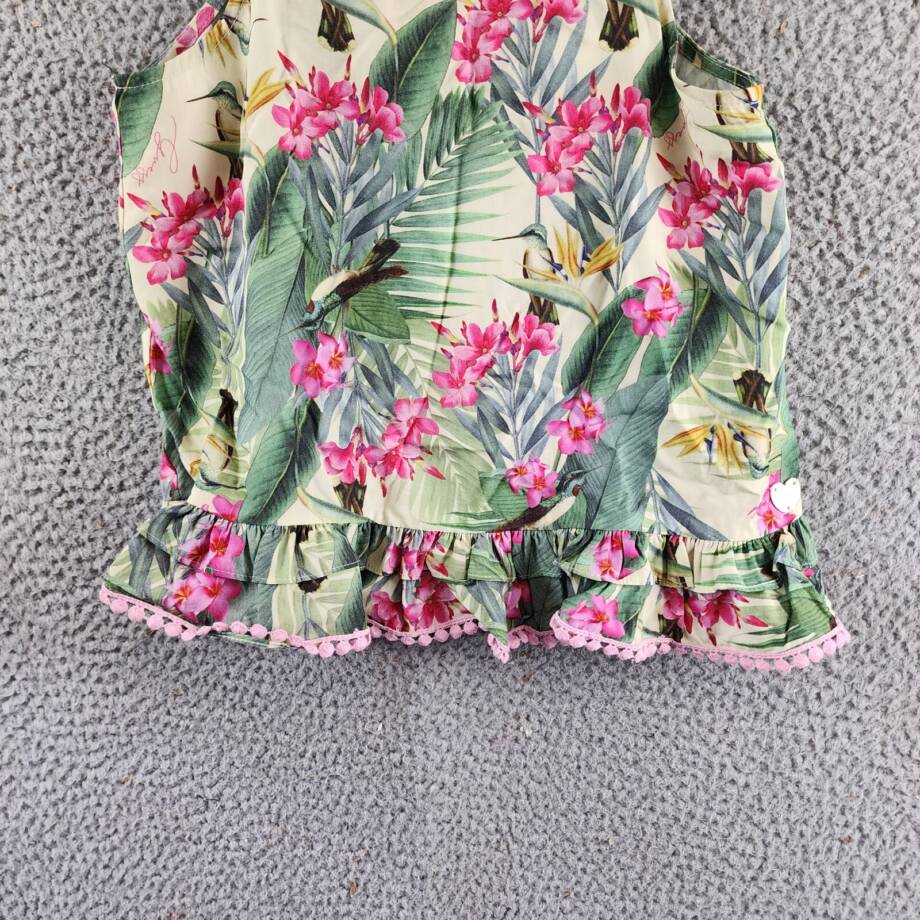 Guess Printed Poplin Tank Top Big Girls 12 Botanical Print Ruffle Back Button