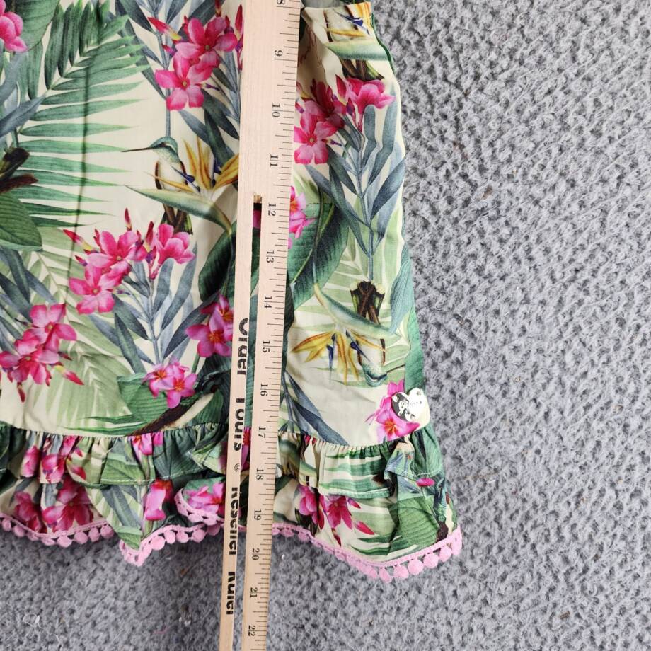 Guess Printed Poplin Tank Top Big Girls 12 Botanical Print Ruffle Back Button