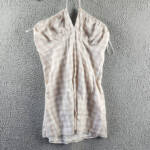 Le Lis Halter Top Women's Large White/Taupe Check Backless Tie Neck Closure
