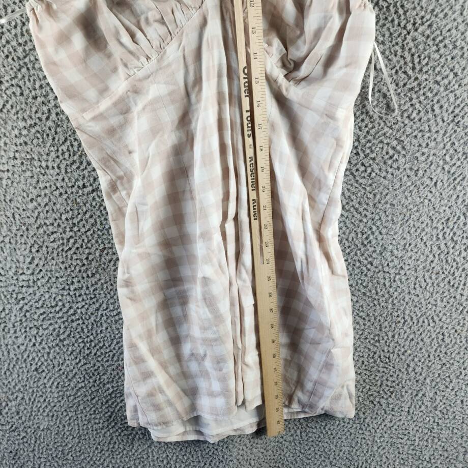 Le Lis Halter Top Women's Large White/Taupe Check Backless Tie Neck Closure