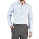 Club Room Regular Fit Traveler Fine Stripe Dress Shirt Men's 17 32/33 Light Blue