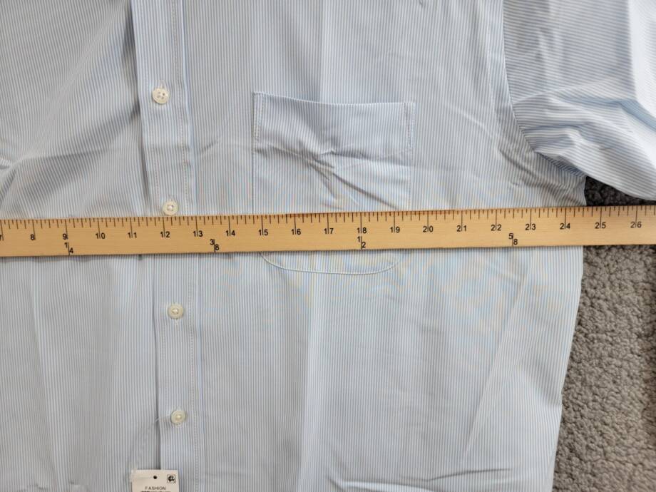 Club Room Regular Fit Traveler Fine Stripe Dress Shirt Men's 17 32/33 Light Blue
