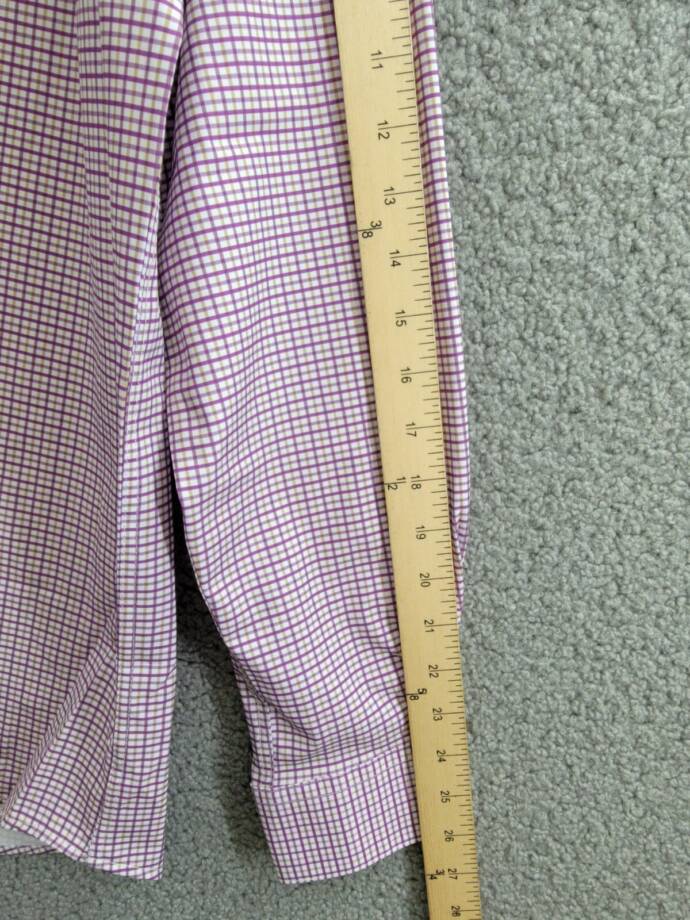 Tayion Collection Slim-Fit Plaid Dress Shirt Men's L 16-16.5 34-35 Purple Multi
