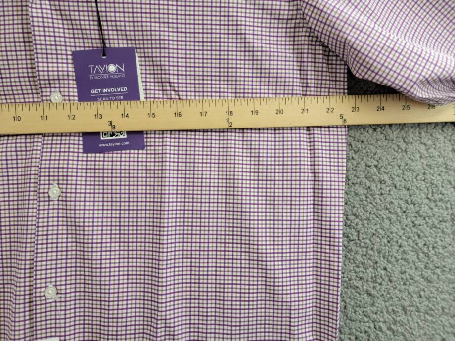 Tayion Collection Slim-Fit Plaid Dress Shirt Men's L 16-16.5 34-35 Purple Multi