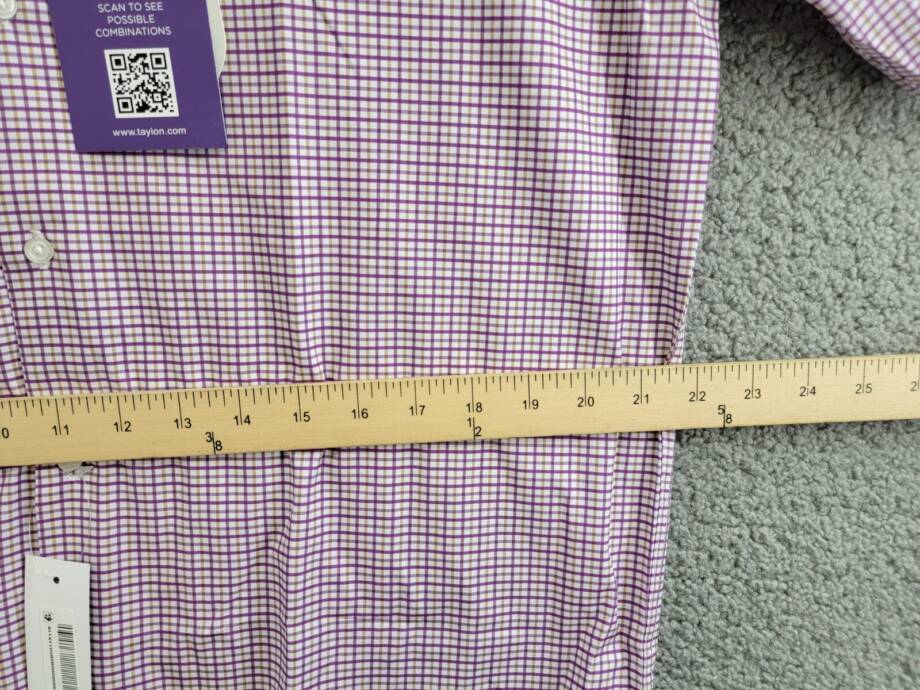 Tayion Collection Slim-Fit Plaid Dress Shirt Men's L 16-16.5 34-35 Purple Multi