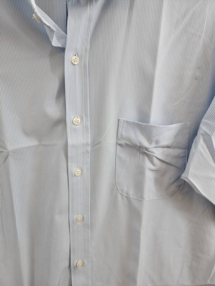 Club Room Regular Fit Traveler Fine Stripe Dress Shirt Men's 17 32/33 Light Blue