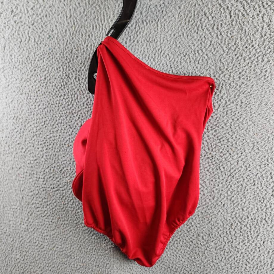 Another Mode 3D Flower Appliques Designer One Shoulder Bodysuits Women's M Red